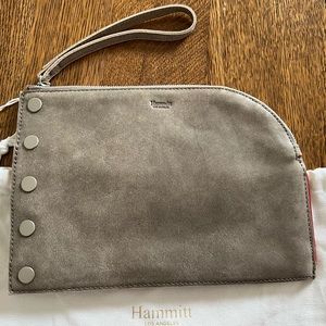 Hammitt Richard Large Leather Pewter Wristlet Clutch NWT